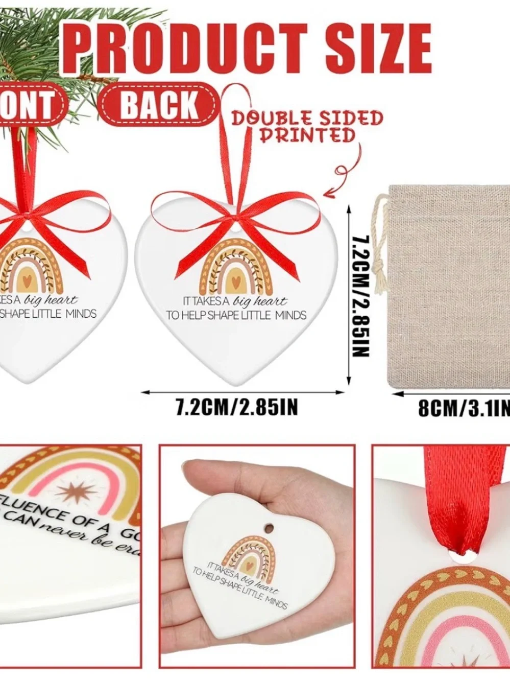 12 Set Teacher Employee Appreciation Gifts Hanging Heart 061